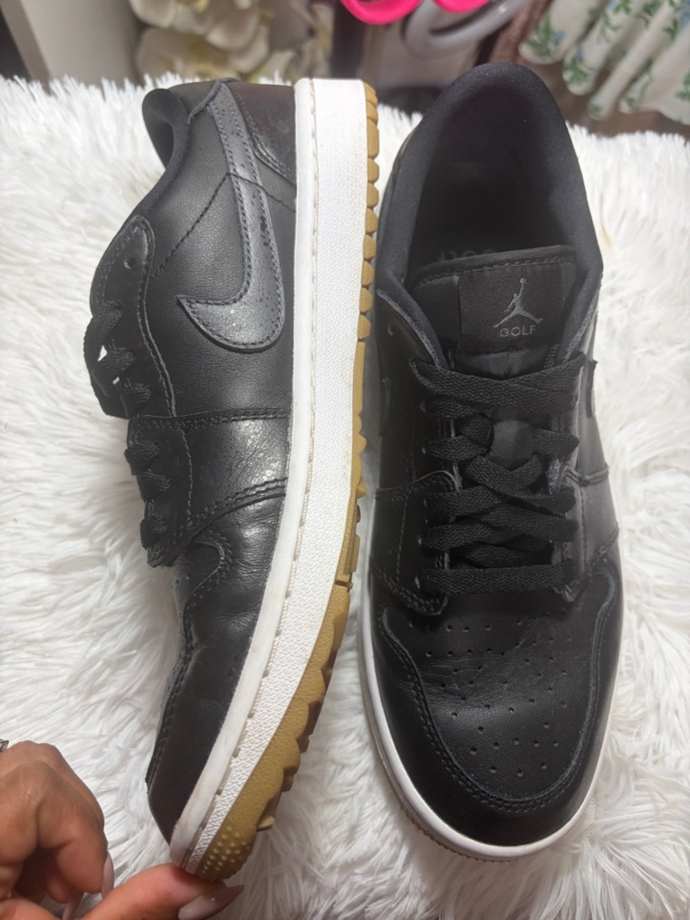 Jordan Men’s Black and Gum Low-Top Sneakers - Picture 5 of 11
